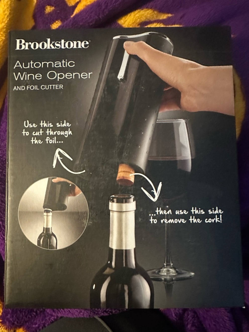 Brookstone Black Automatic Wine Opener and Foil Cutter